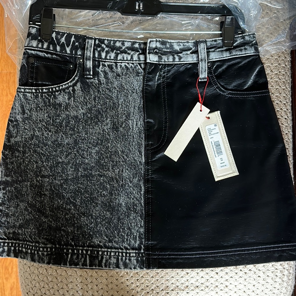 Alice olivia jeans vegan leather skirt combo